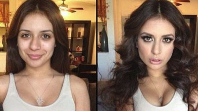 El increíble cambio de las actrices porno antes y después de maquillarse